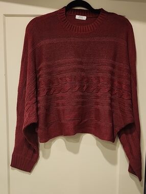 Ardene Maroon Cable-Knit Crew Sweater